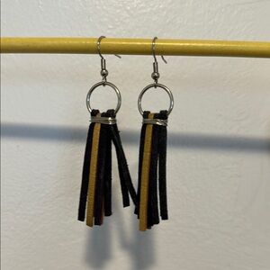 Black and Gold Tassel Earrings